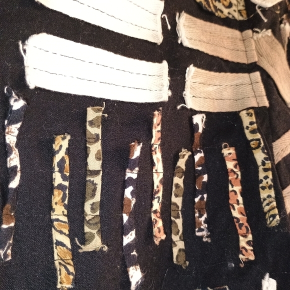 New Direction Animal Print Patchwork Jacket Cotton Size Large Boho Cheetah Zebra - Picture 5 of 5